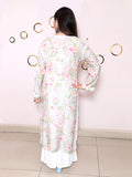 Muslin Hand Embroided Lucknow Chikankari Printed Straight Pink Kurta.